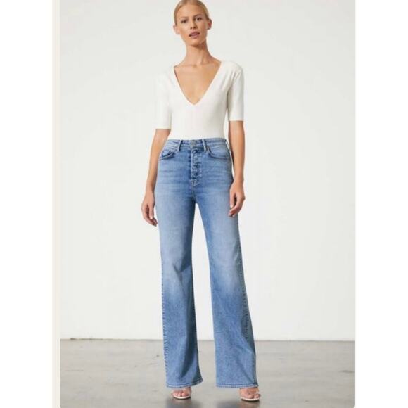 GRLFRND Button Fly Carla High Rise Wide Leg Jeans In Got To Be Real Sz 25 - Picture 1 of 7
